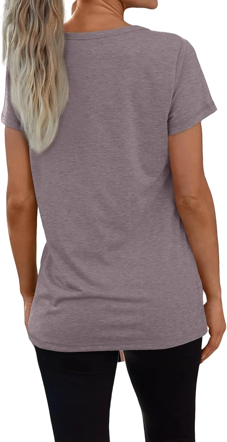 3 Pack V Neck T Shirts for Women Short Sleeve Tshirts Summer Casual Tops Loose Fit Basic Tees