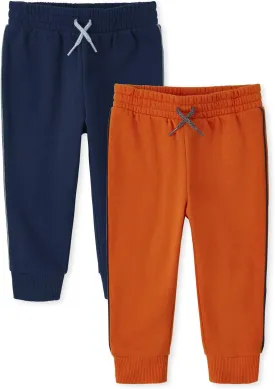 And Toddler Boy Active Striped Fleece Jogger Pants 2-pack