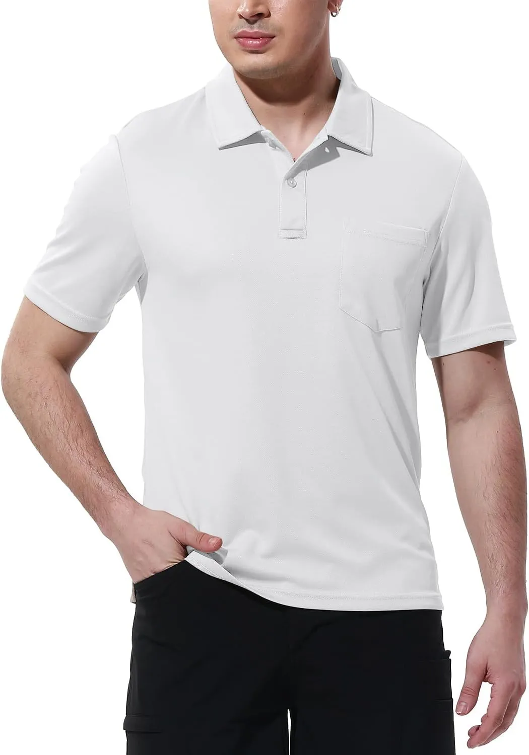 BGOWATU Men's Polo Shirts Short Sleeve Collared Golf Shirts Quick Dry Tennis Shirt Outdoor Sports Causal Shirts