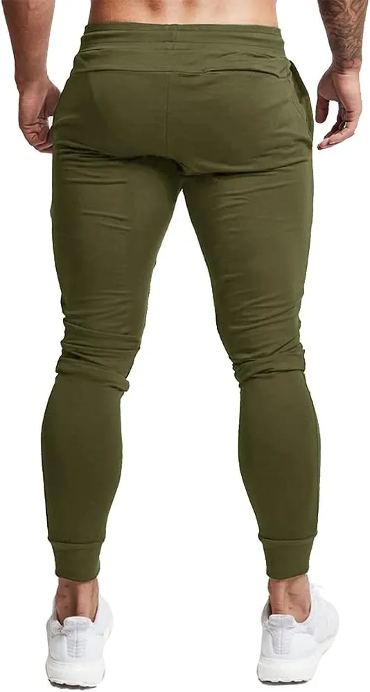 BUXKR Men's Slim Joggers Workout Pants for Gym Running and Bodybuilding Athletic Bottom Sweatpants with Deep Pockets