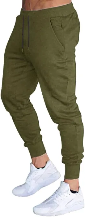 BUXKR Men's Slim Joggers Workout Pants for Gym Running and Bodybuilding Athletic Bottom Sweatpants with Deep Pockets