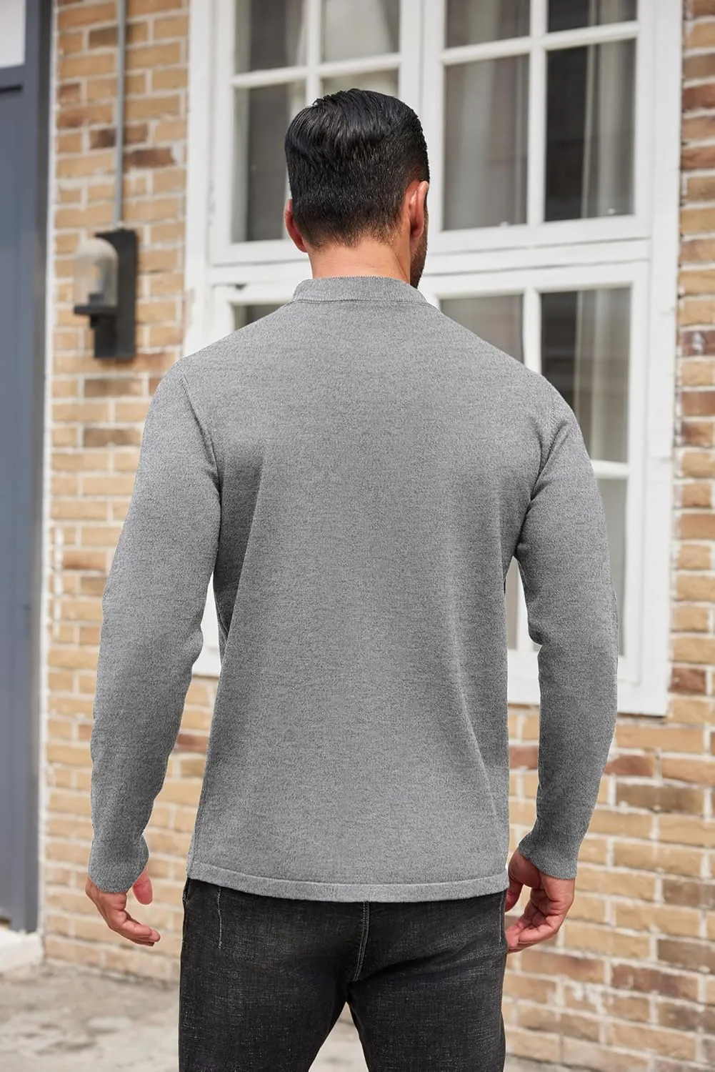 COOFANDY Men's Mock Turtleneck Long Sleeve T Shirts Basic Casual Knitted Half Neck Thermal Lightweight Pullover Sweater
