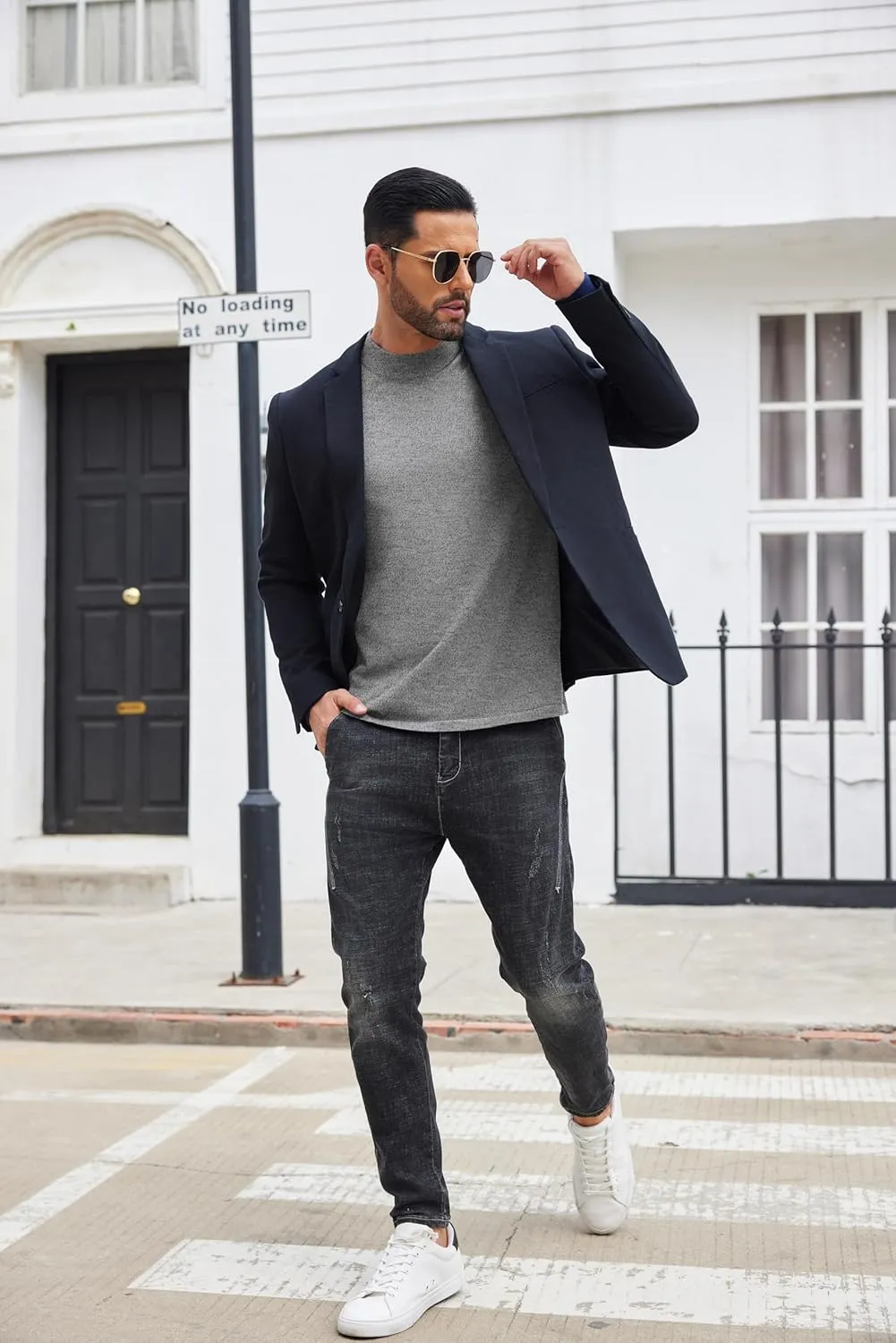 COOFANDY Men's Mock Turtleneck Long Sleeve T Shirts Basic Casual Knitted Half Neck Thermal Lightweight Pullover Sweater