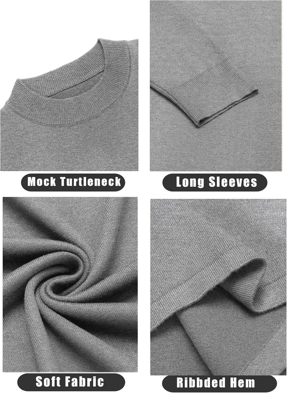 COOFANDY Men's Mock Turtleneck Long Sleeve T Shirts Basic Casual Knitted Half Neck Thermal Lightweight Pullover Sweater