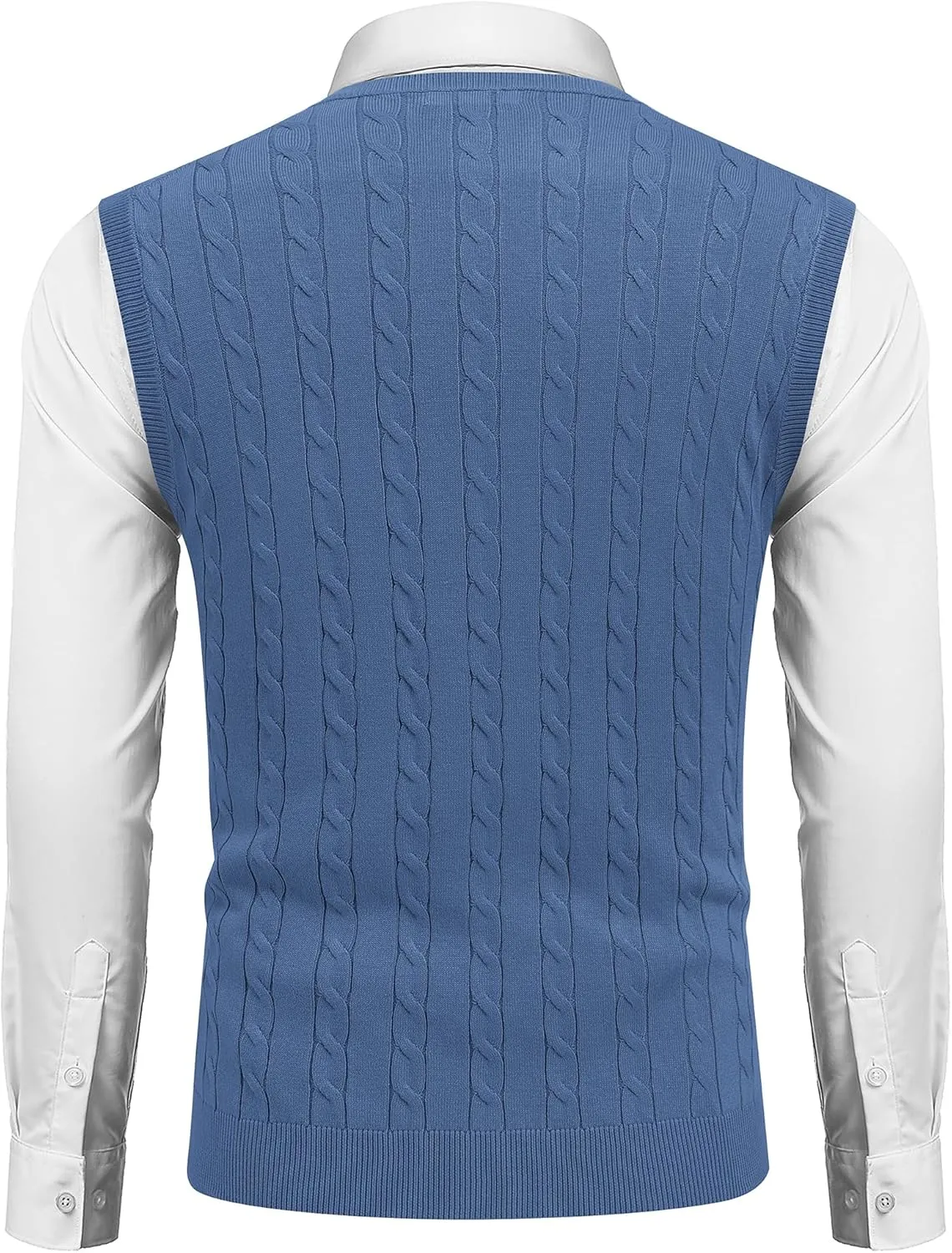 COOFANDY Men's Sweater Vest V Neck Slim Fit Cable Knitted Sleeveless Pullover Sweater