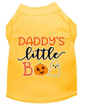 Daddy's Little Boo Screen Print Dog Shirt Yellow Xs
