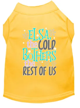 Elsa, The Cold Screen Print Dog Shirt Yellow Xxl