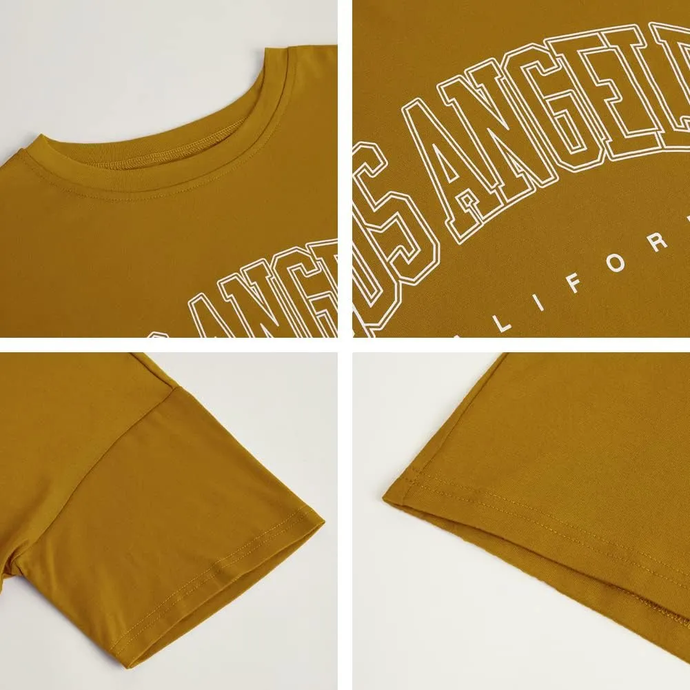Fazortev Womens Oversized Los Angeles California Graphic T Shirts Half Sleeve Summer Loose Casual Tees Tunic Tops
