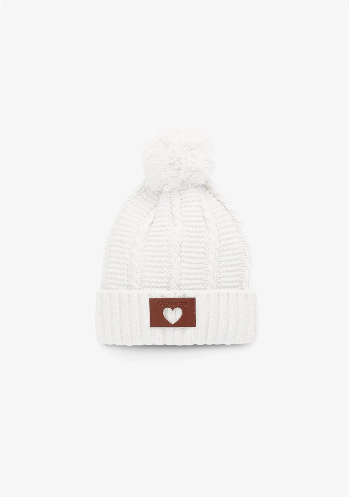 Girl's Beige Pompon Beanie