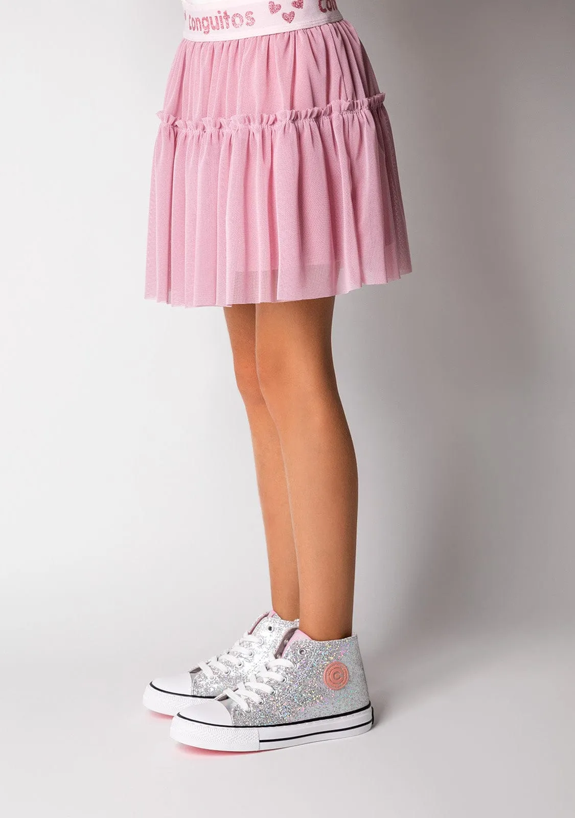 Girl's Silver Glitter Hi-Top Sneakers
