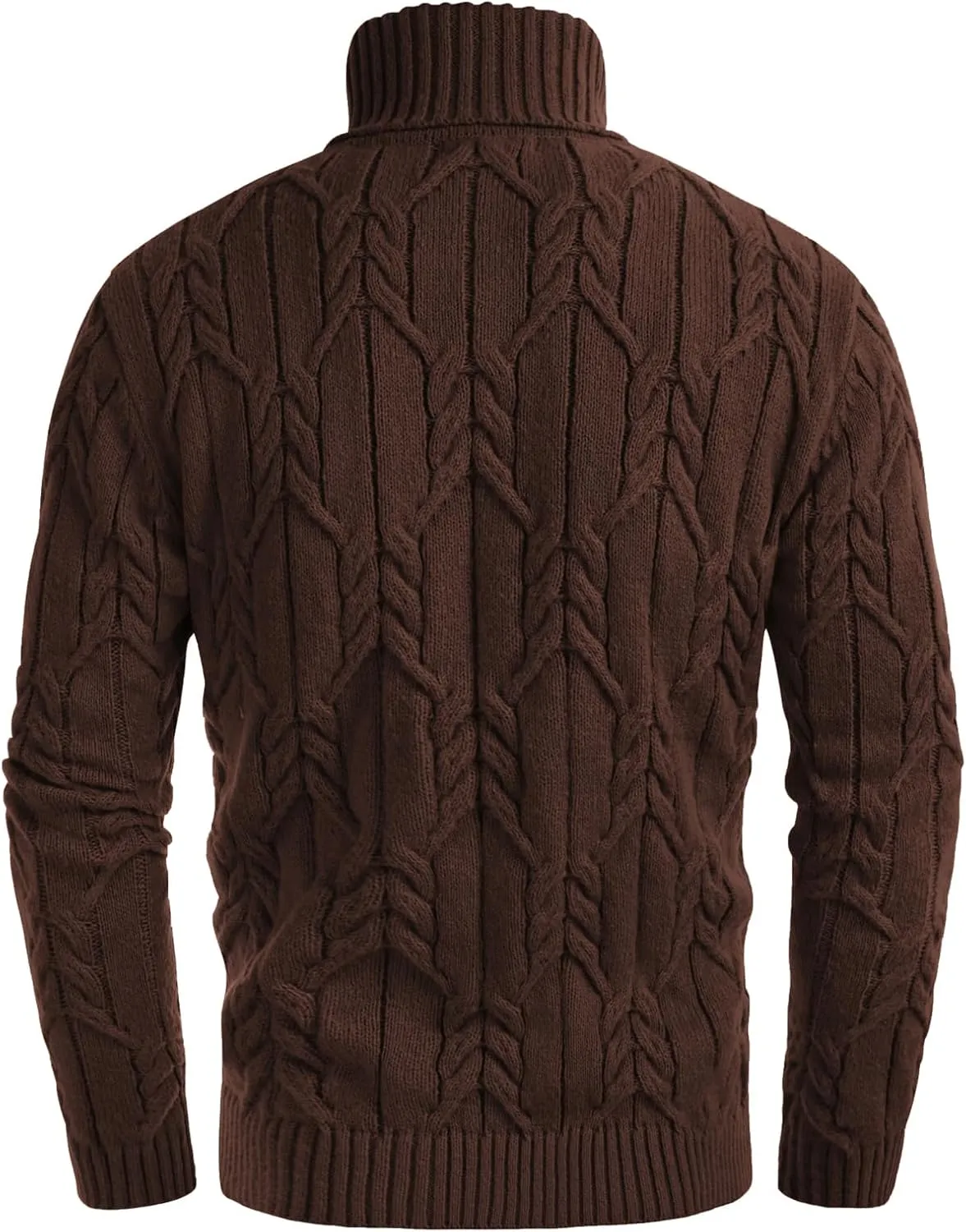GRACE KARIN Men's Turtleneck Pullover Sweaters Long Sleeve Solid Twisted Cable Knit Sweater