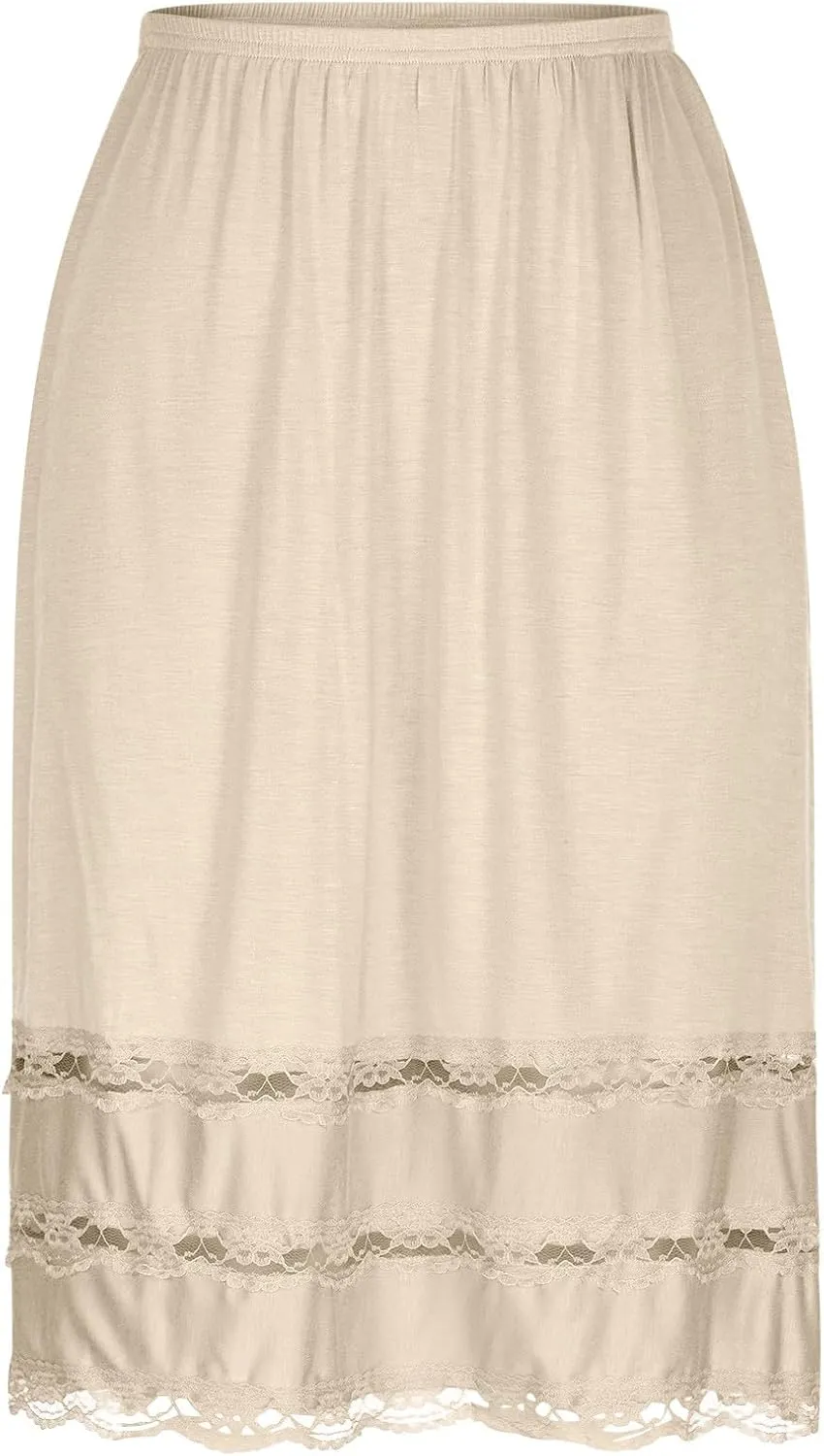Half Slips for Women Extender Lace Trim Knee Length Midi Underskirt Dress Lightweight Soft Comfy High Waist Skirts