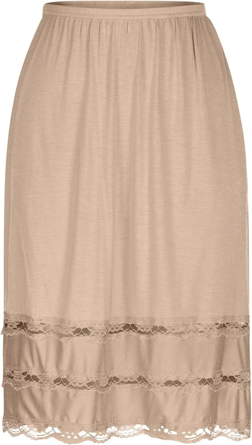 Half Slips for Women Extender Lace Trim Knee Length Midi Underskirt Dress Lightweight Soft Comfy High Waist Skirts
