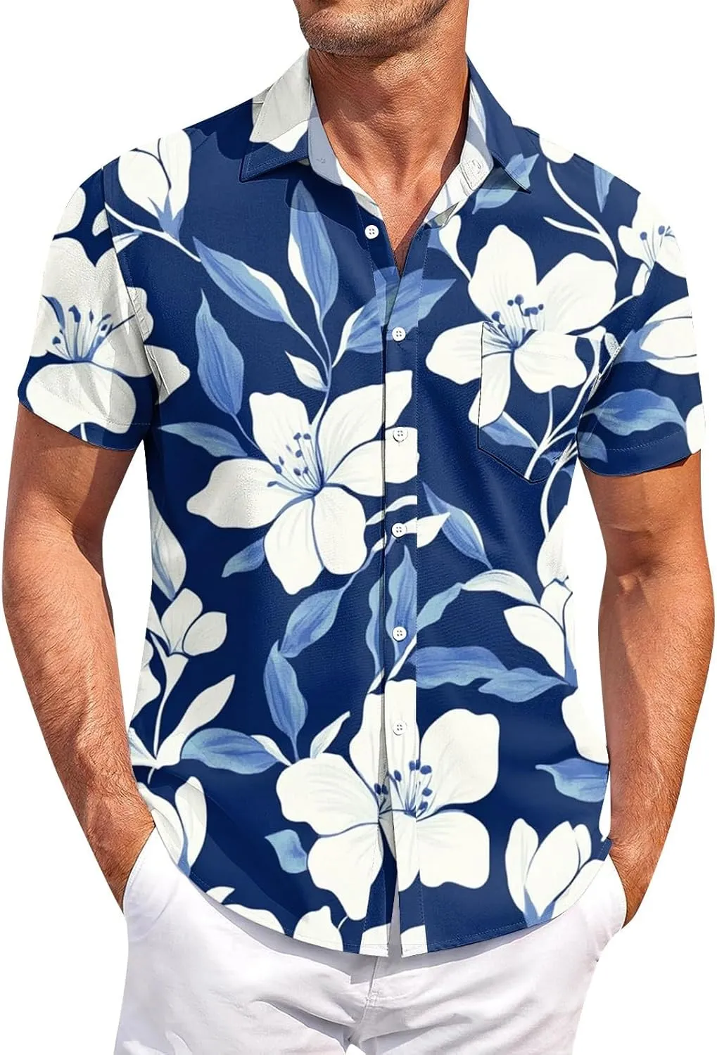 Hawaiian Shirts for Men Summer Short Sleeve Casual Button Down Shirts Palm Tree Beach Tropical Vacation T-Shirts