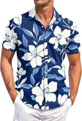 Hawaiian Shirts for Men Summer Short Sleeve Casual Button Down Shirts Palm Tree Beach Tropical Vacation T-Shirts
