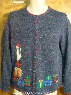 Holiday Cat On top Of Presents Ugly Christmas Sweater