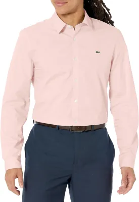Lacoste Men's Slim Fit Stretch Poplin Long Sleeve Button Down Shirt