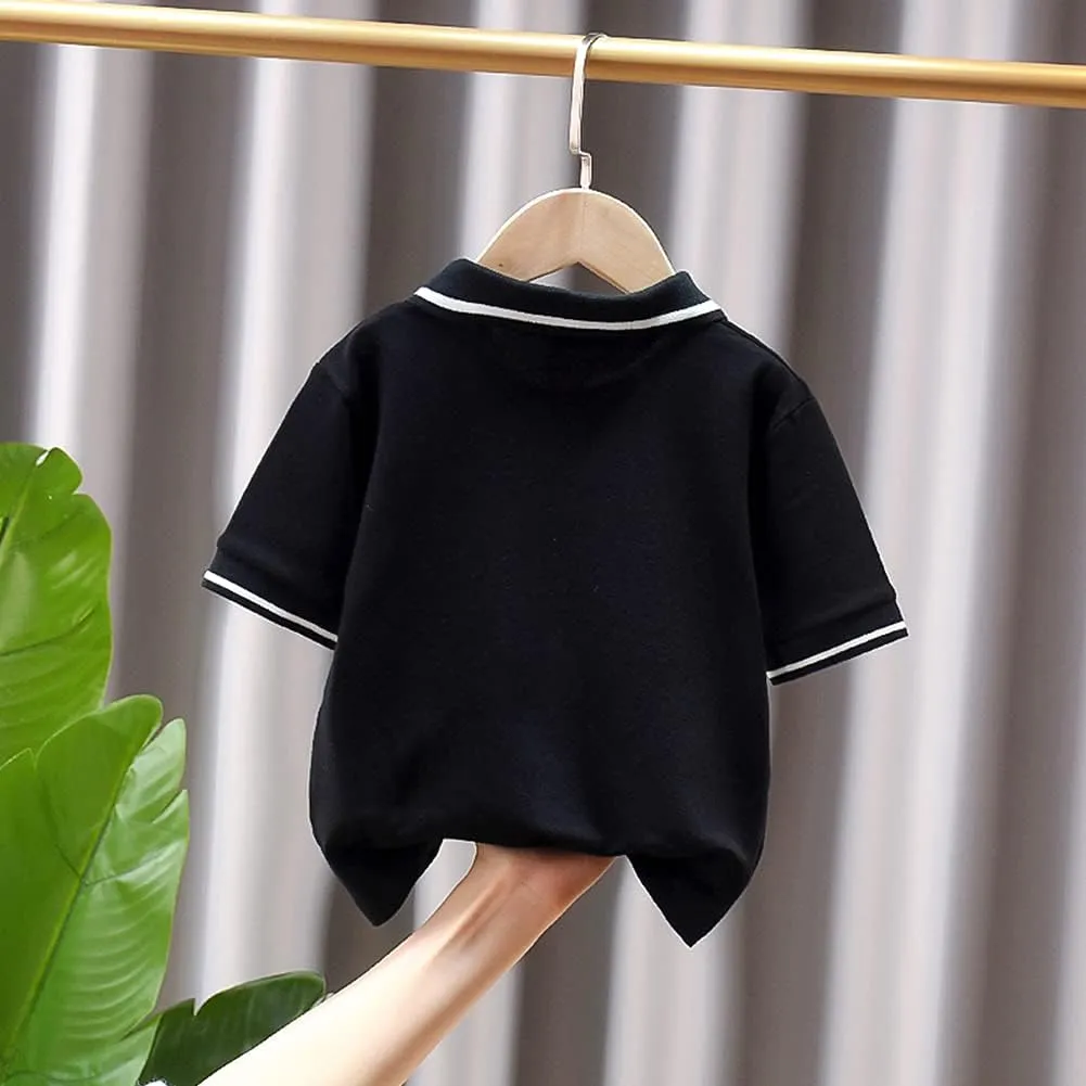 Little Boys Short Sleeve Polo Shirt Cute Summer Tee Uniform Tops