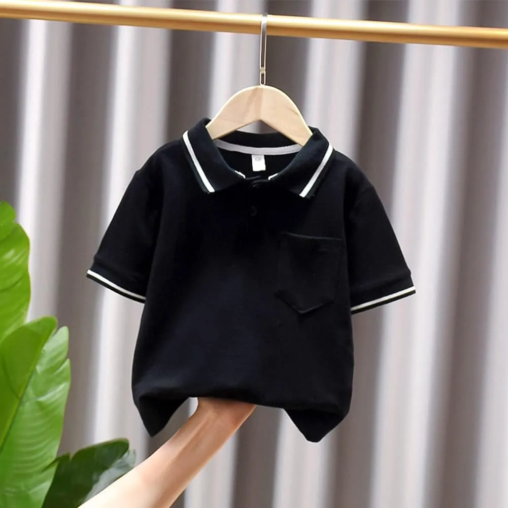 Little Boys Short Sleeve Polo Shirt Cute Summer Tee Uniform Tops