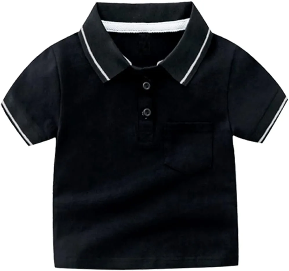 Little Boys Short Sleeve Polo Shirt Cute Summer Tee Uniform Tops