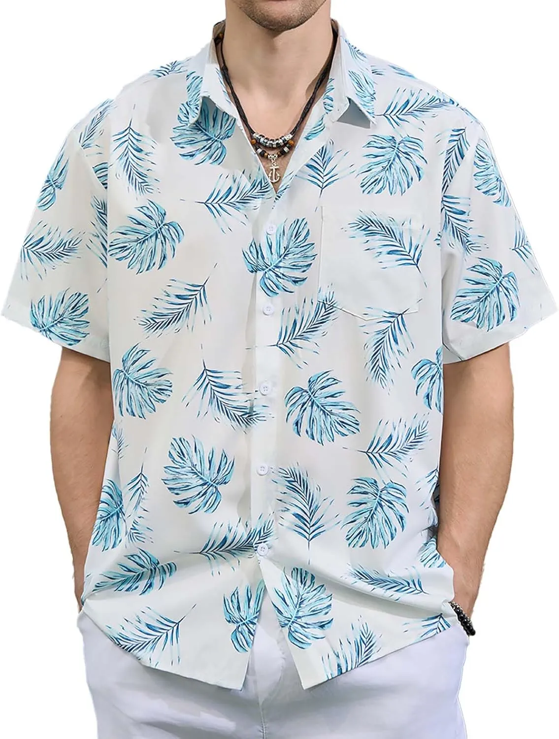 Mens Hawaiian Shirts Short Sleeve Button Down Casual Tropical Beach Shirts