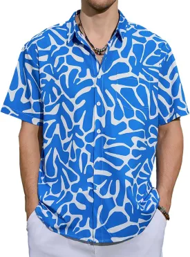 Mens Hawaiian Shirts Short Sleeve Button Down Casual Tropical Beach Shirts