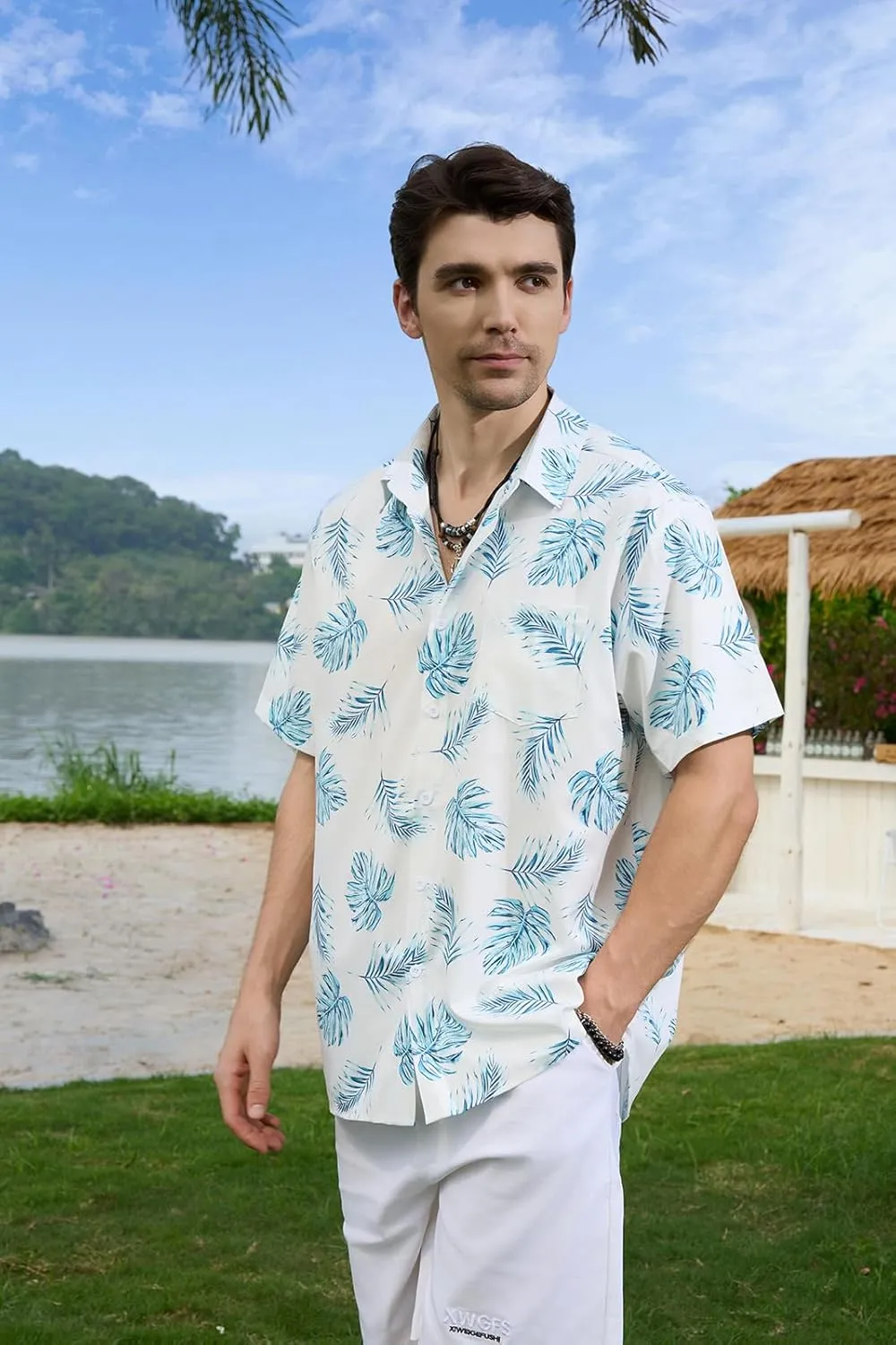 Mens Hawaiian Shirts Short Sleeve Button Down Casual Tropical Beach Shirts