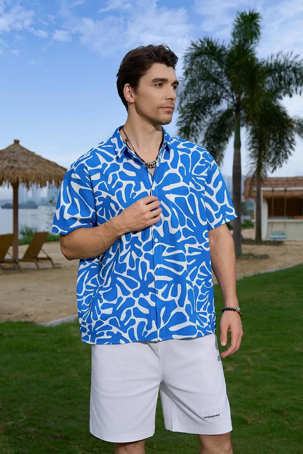 Mens Hawaiian Shirts Short Sleeve Button Down Casual Tropical Beach Shirts