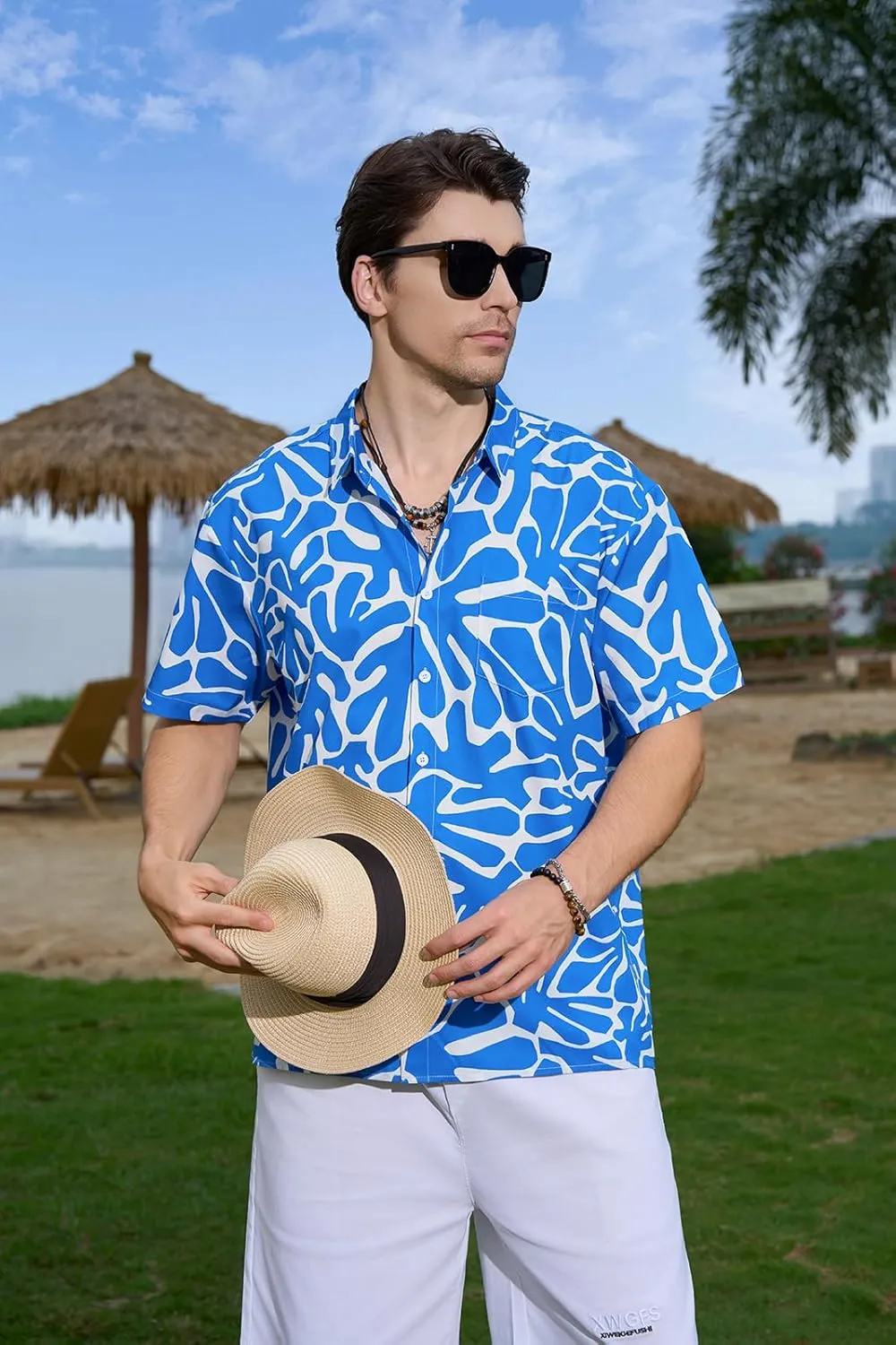 Mens Hawaiian Shirts Short Sleeve Button Down Casual Tropical Beach Shirts