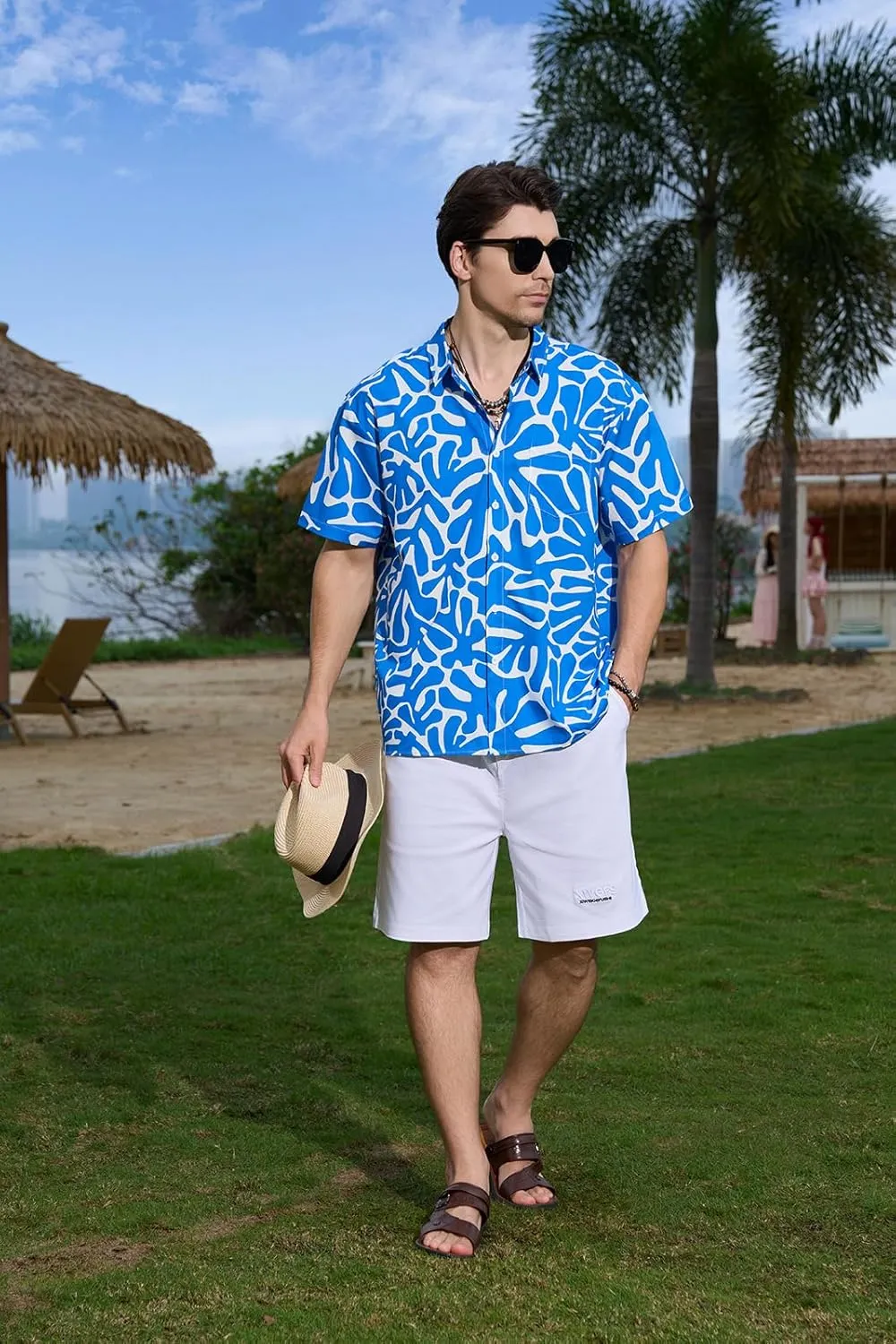 Mens Hawaiian Shirts Short Sleeve Button Down Casual Tropical Beach Shirts