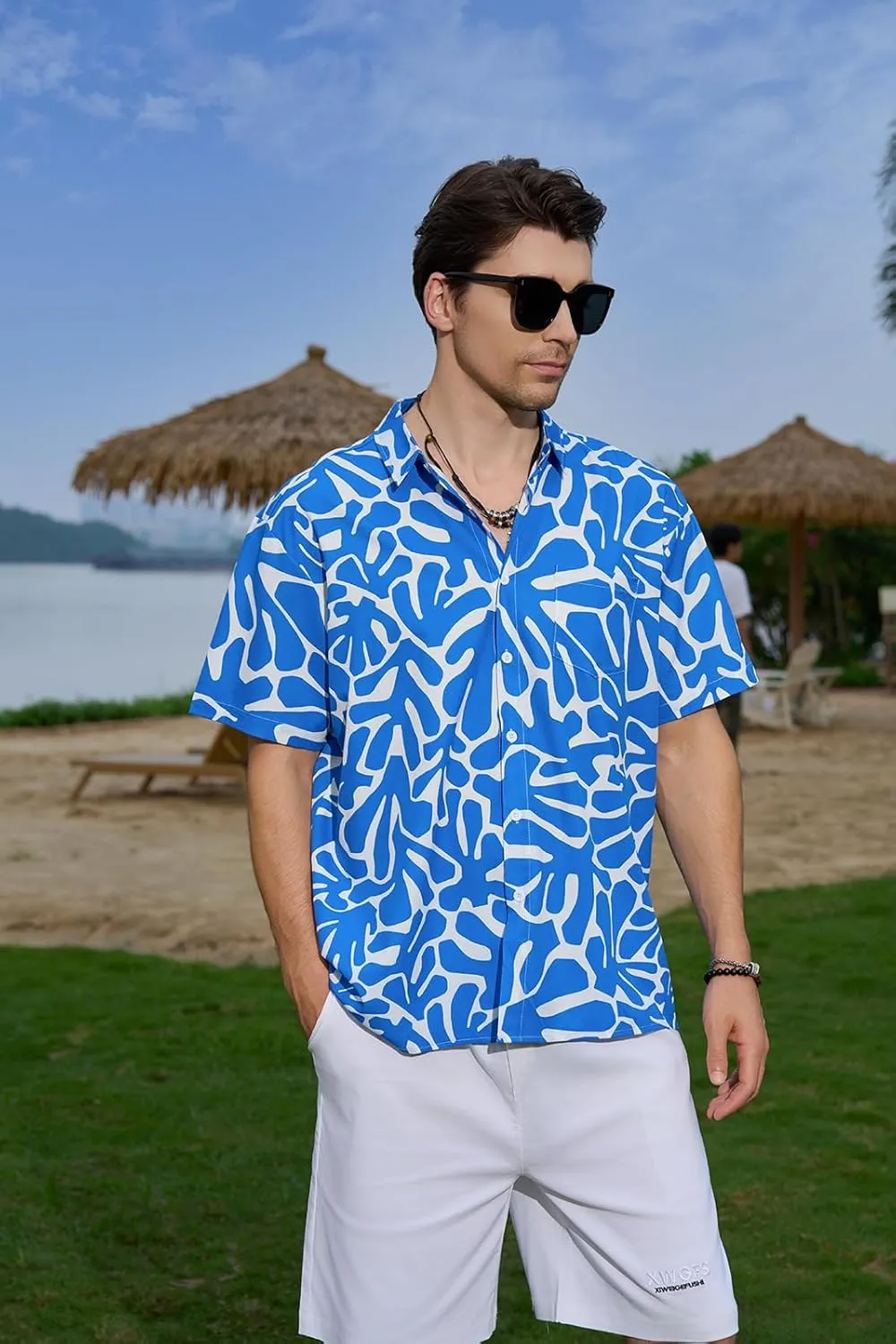 Mens Hawaiian Shirts Short Sleeve Button Down Casual Tropical Beach Shirts