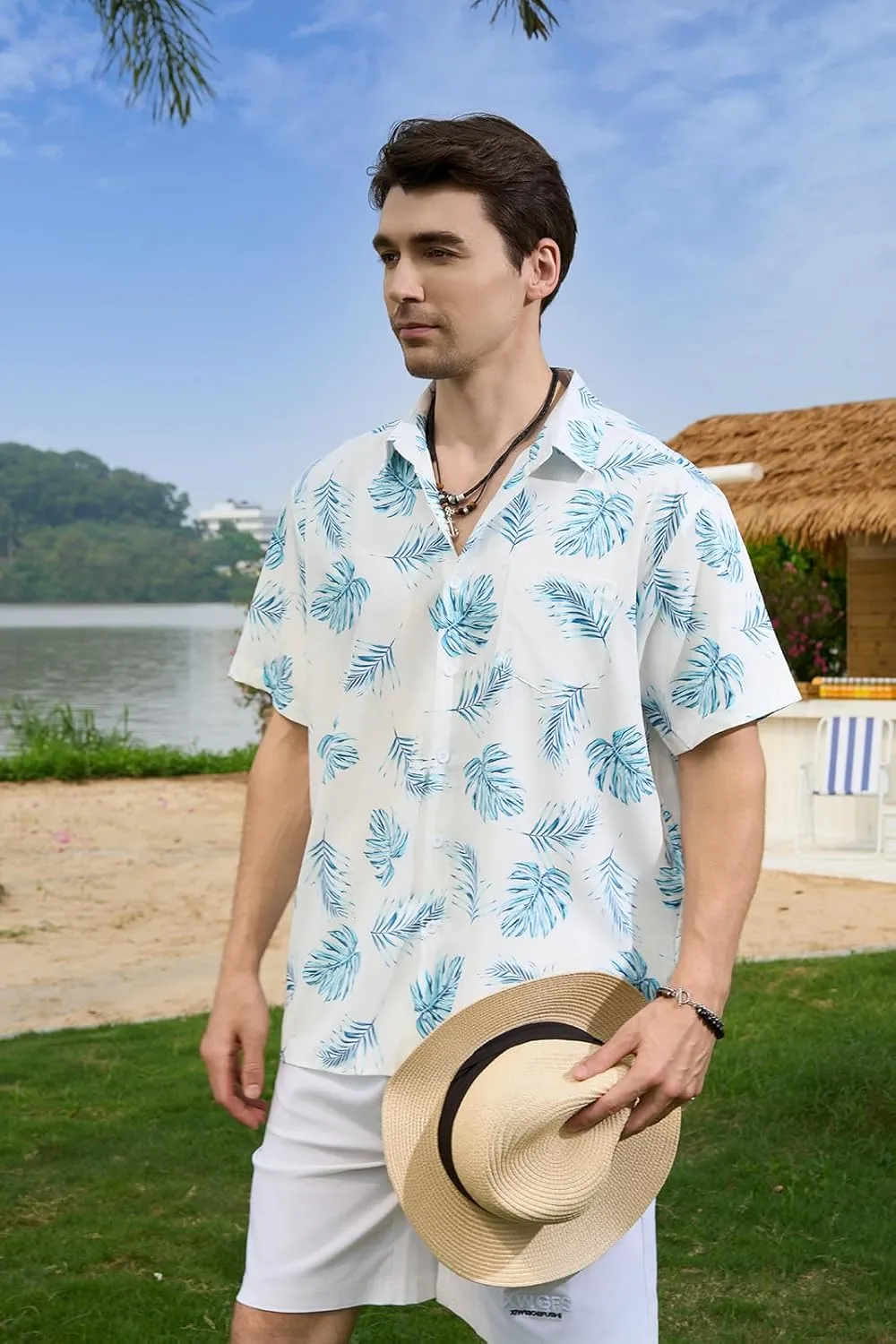 Mens Hawaiian Shirts Short Sleeve Button Down Casual Tropical Beach Shirts