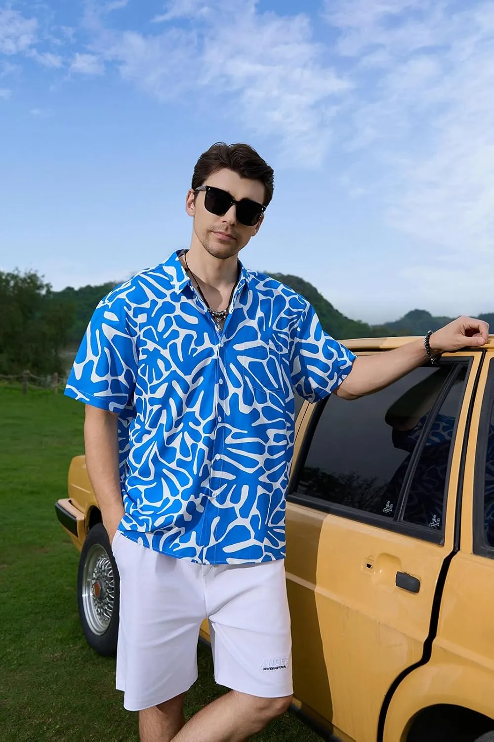 Mens Hawaiian Shirts Short Sleeve Button Down Casual Tropical Beach Shirts