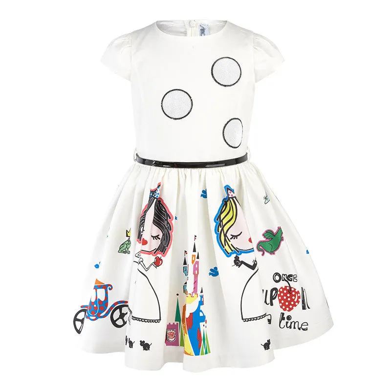 MOF Kids girls white cartoon print t-shirt dress