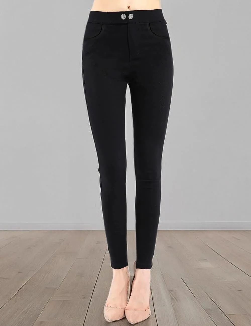 neezeelee Women's High Waisted Comfort Black Stretch Dress Pants for Work Business Casual with Pockets