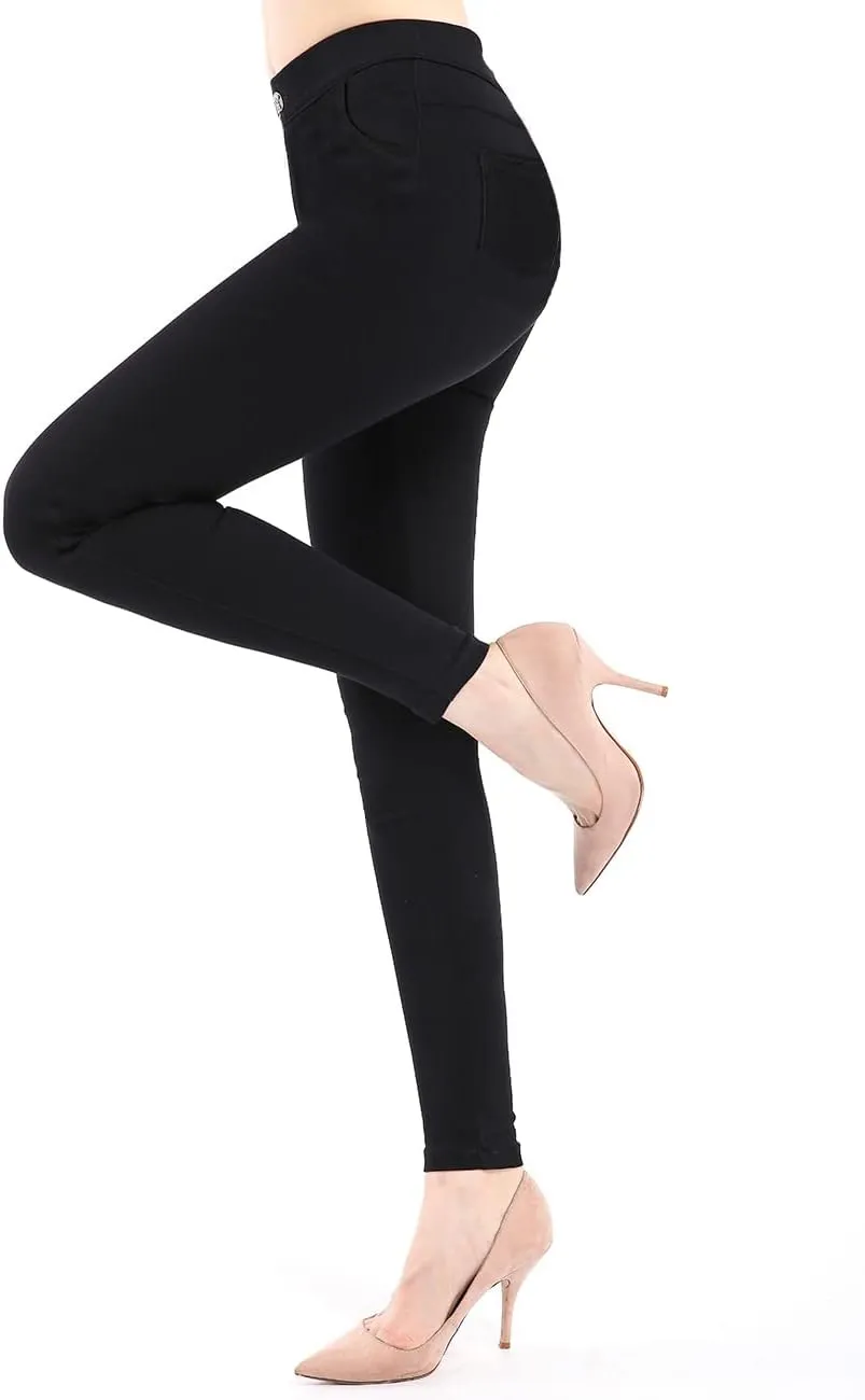 neezeelee Women's High Waisted Comfort Black Stretch Dress Pants for Work Business Casual with Pockets