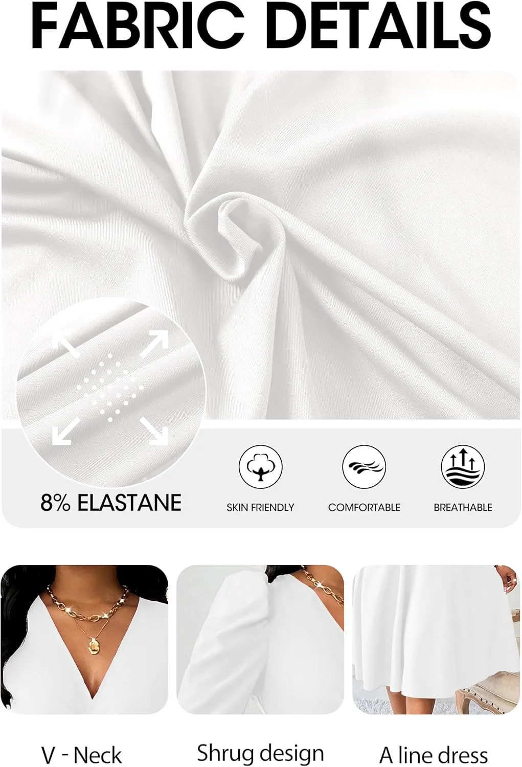 Nmoder Women Casual Midi Semi Formal Fit and Flare 3/4 Sleeve A-line Dress for Church Work Wedding Guest Cocktail Dresses