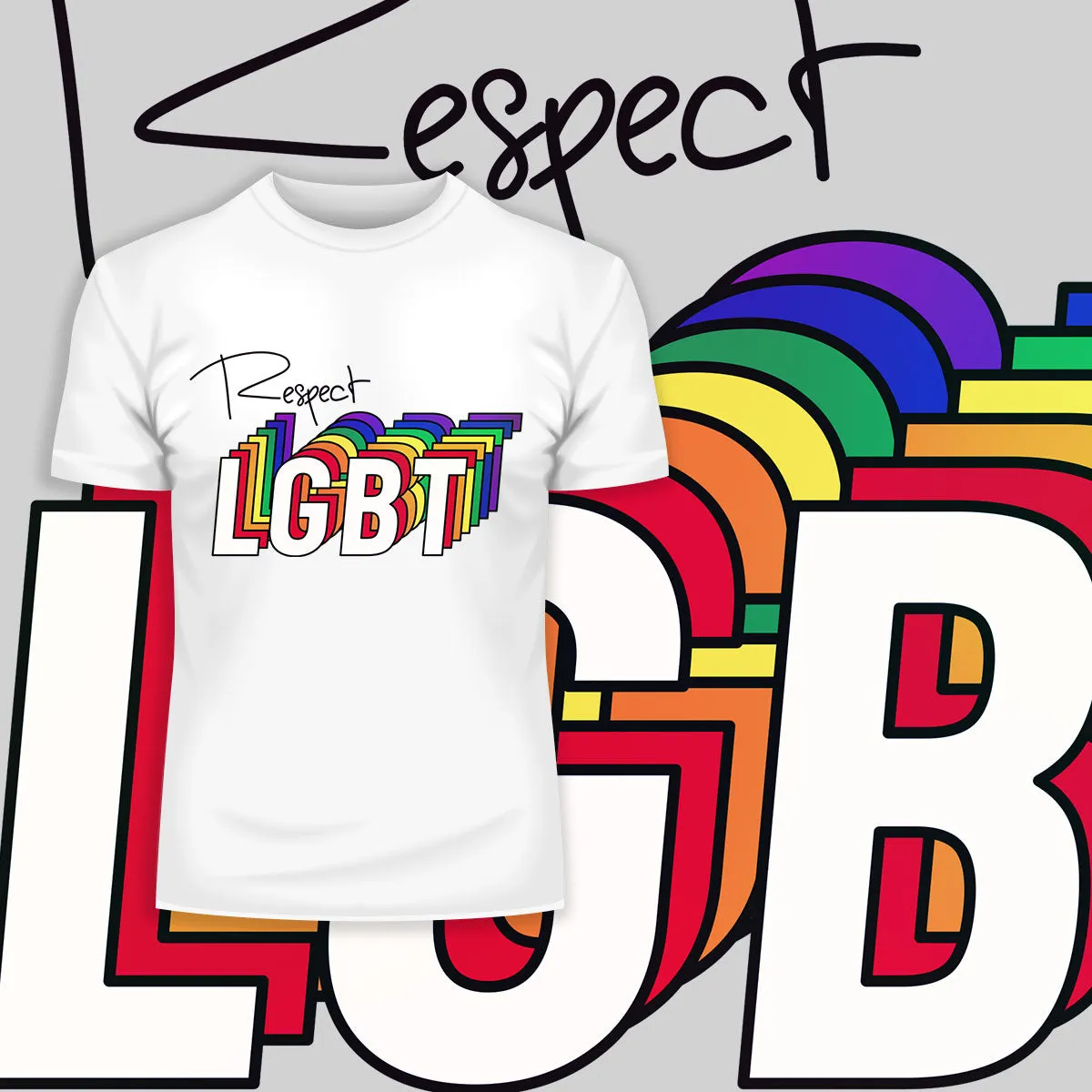 Respect LGBT Community Rainbow Gay Lesbian Festival Straight Bi Pride T-shirt