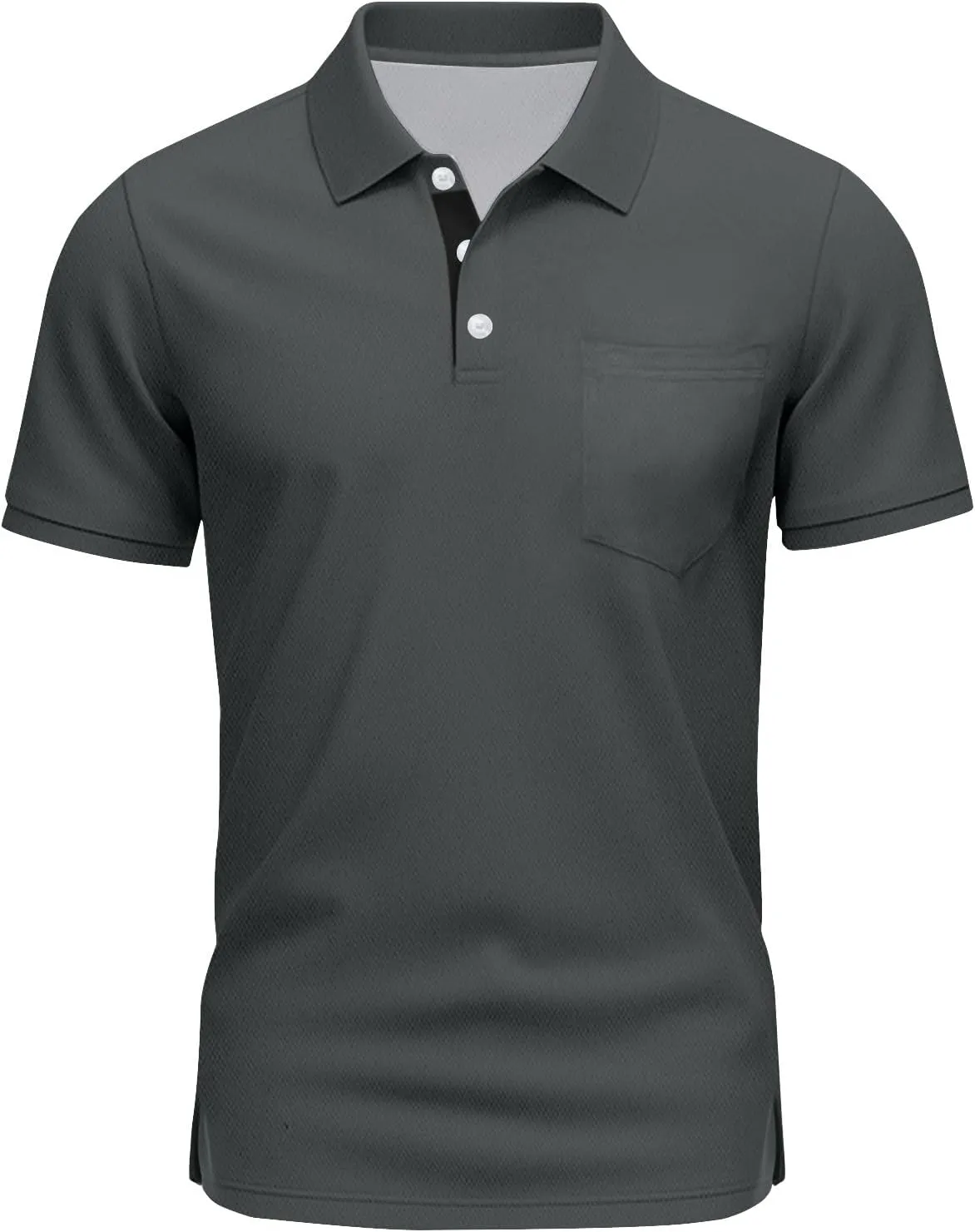 RTRDE Men's Casual Golf Shirts Short Sleeve Solid Color Business Casual Work Collared Shirts with Pocket Polos, M-5XL