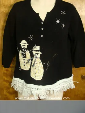 Snowman Couple Enjoying the Snow Cute Christmas Sweater
