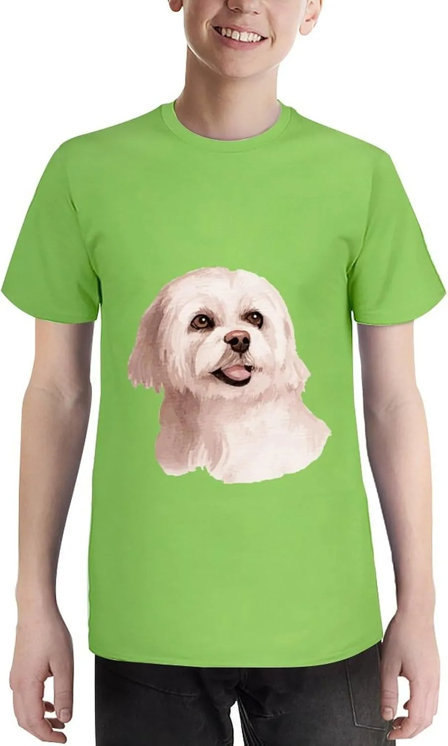 Watercolor Hand Painted Dog Graphic Printed T-Shirts Unisex Short Sleeve Summer Tees Top Shirt Boy and Girl