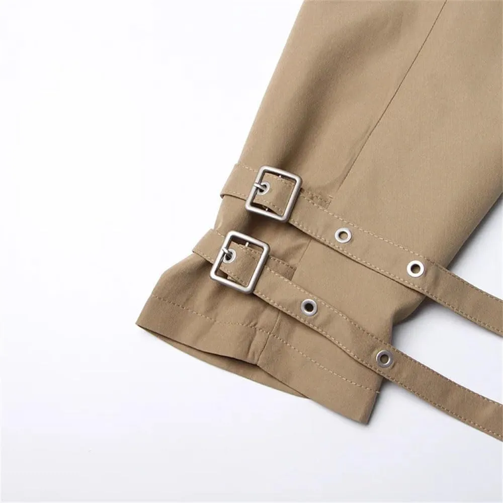 Women Long Trench Coat Loose Tulle Splicing Casual High Waist Long Coat Solid Single Breasted Jacket