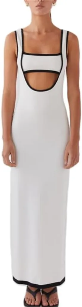 Yuemengxuan Women Sexy Knitted Maxi Dress Sleeveless U-Neck Bodycon Dress Backless Tank Dress Long Dress Party Streetwear