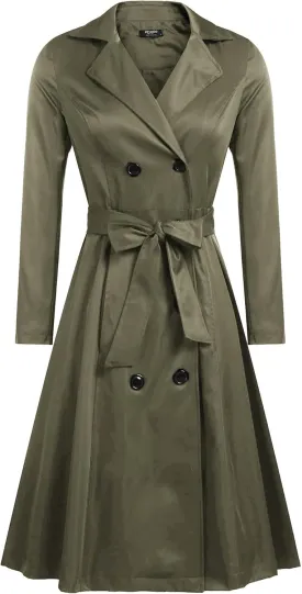 Zeagoo Women's Trench Coats Double-Breasted Long Coat with Belt