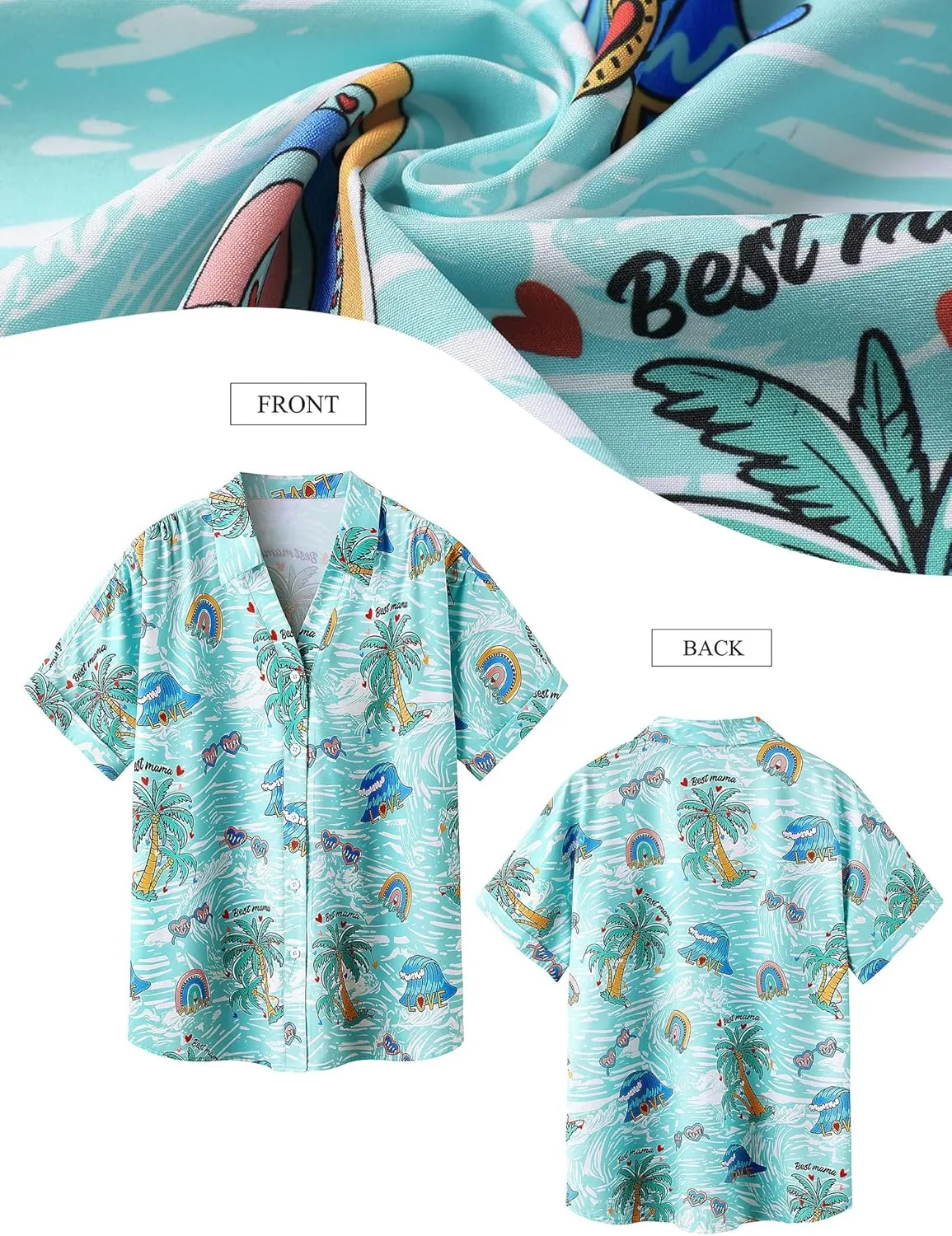 ZXZY Mama Shirt Hawaiian Short Sleeve Blouses Fourth of July Shirts for Women Vneck Tshirts Tops