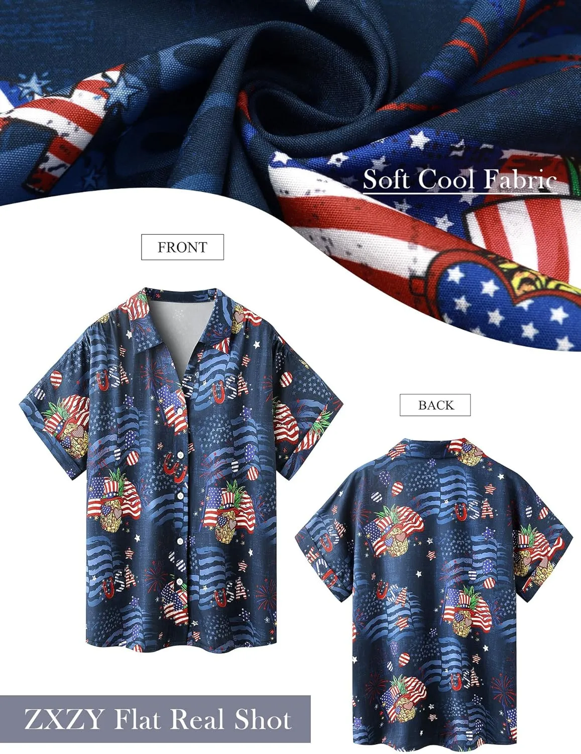 ZXZY Mama Shirt Hawaiian Short Sleeve Blouses Fourth of July Shirts for Women Vneck Tshirts Tops